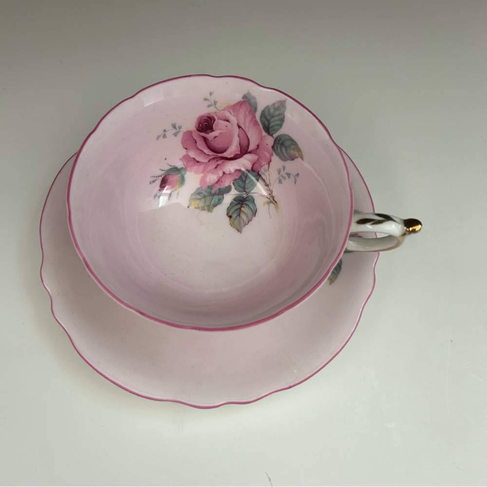 🔻sale Vintage Paragon Double Warrant Pink Cabbage Rose Teacup & Saucer Set AS-IS